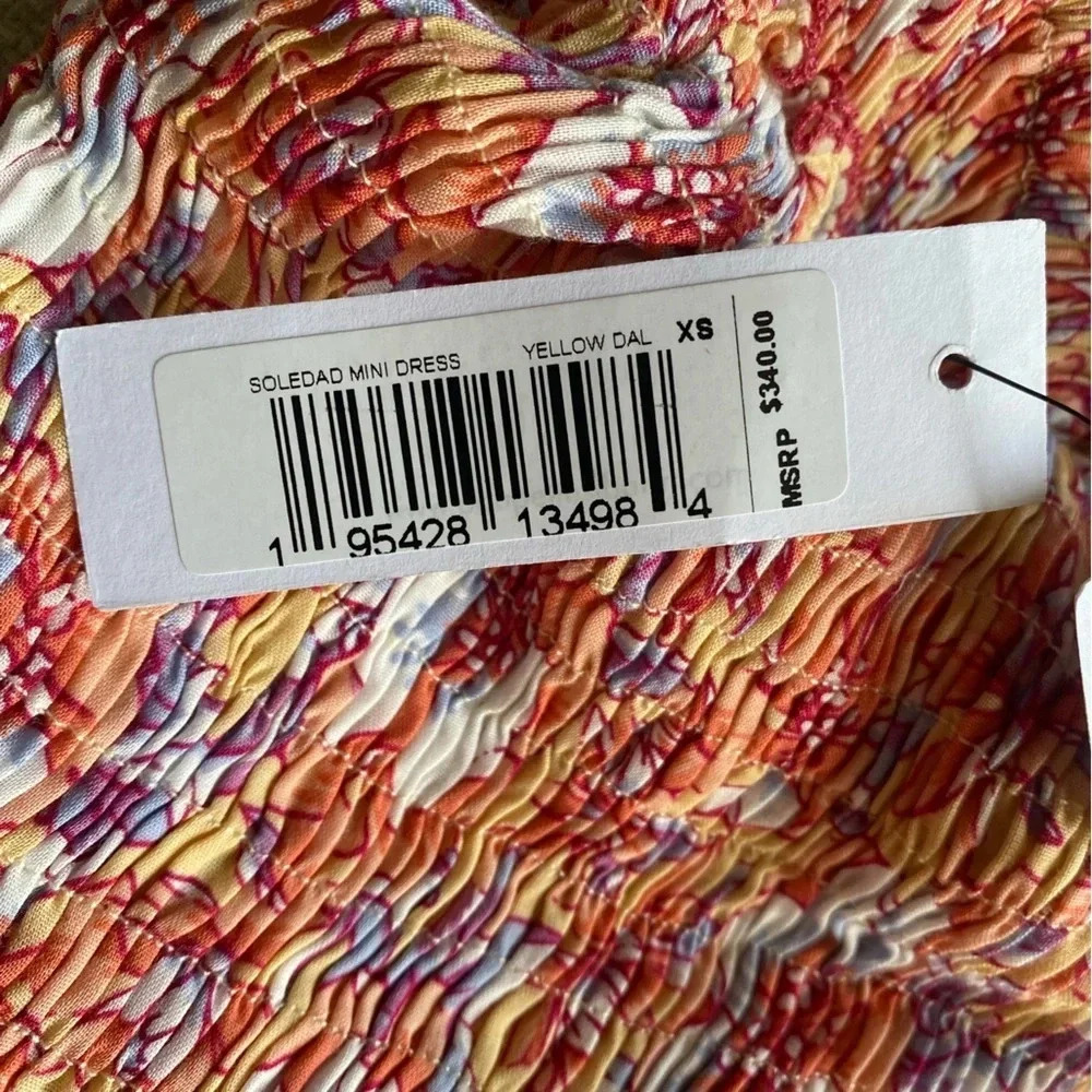 Poupette St Barth Dress Women’s XS Soledad Mini Yellow Dalia Floral Off Shoulder - Picture 7 of 11